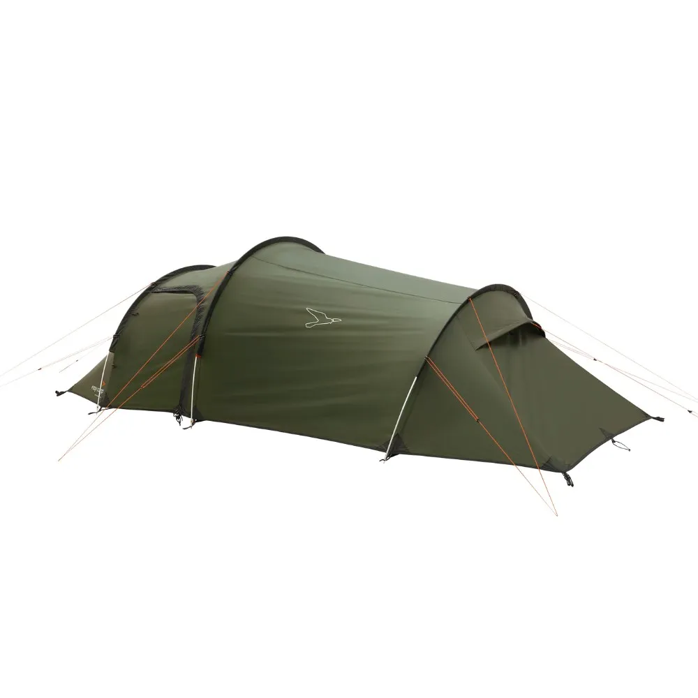 Olives grünes Motorradzelt Pasvik 3 mit aerodynamischem Design für Motorrad-Camping; ideal für Outdoor-Abenteuer und Schutz vor Witterungseinflüssen.